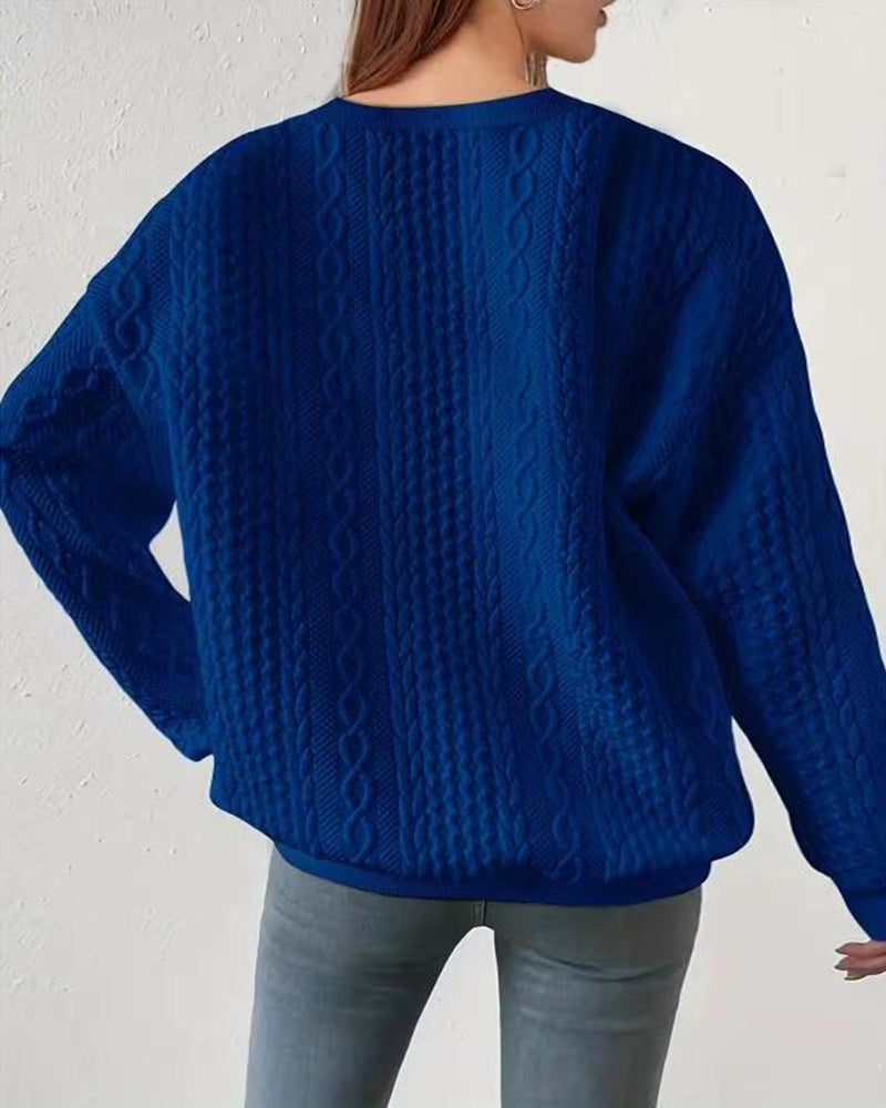 Cable Knit Drop Shoulder Sweatshirt