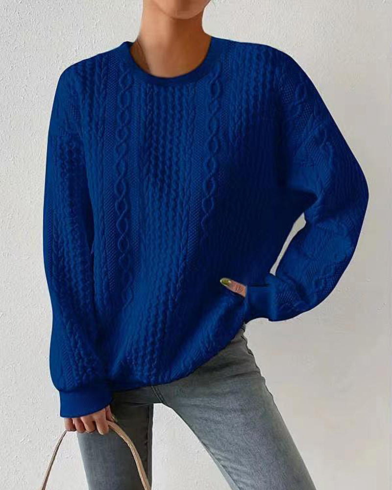 Cable Knit Drop Shoulder Sweatshirt