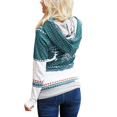 Fashion Zipper Floral  Christmas  Hoodies & Sweatshirts
