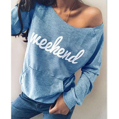 Fashion Word print Round neck Long sleeve Pocket T-Shirts