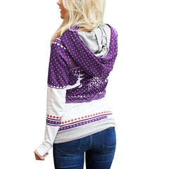 Fashion Zipper Floral  Christmas  Hoodies & Sweatshirts