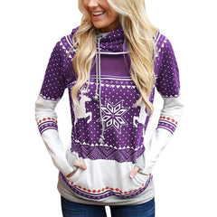 Fashion Zipper Floral  Christmas  Hoodies & Sweatshirts