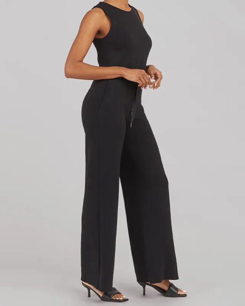 Adjustable Belt Overalls Rompers Sleeveless Wide Leg Jumpsuit