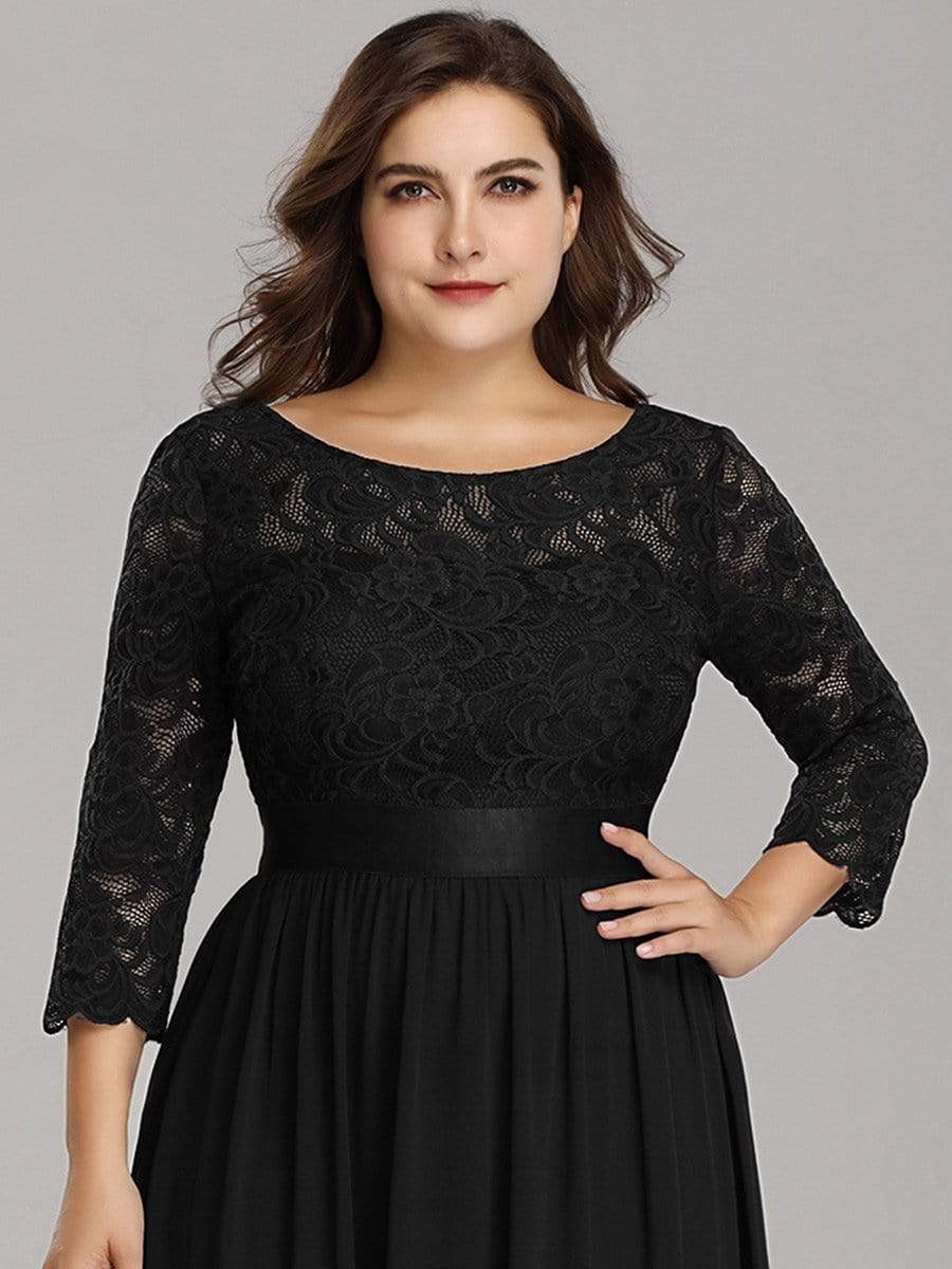 Simple Plus Size Lace Evening Dress with Half Sleeves