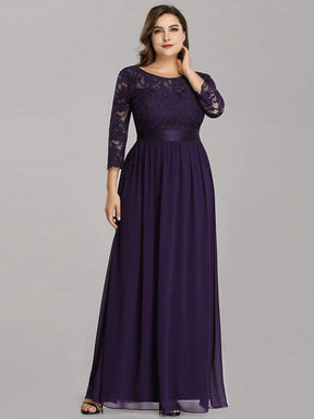 Simple Plus Size Lace Evening Dress with Half Sleeves