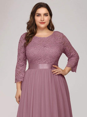 Simple Plus Size Lace Evening Dress with Half Sleeves