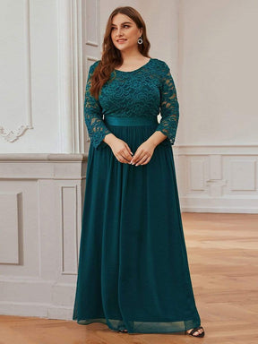 Simple Plus Size Lace Evening Dress with Half Sleeves