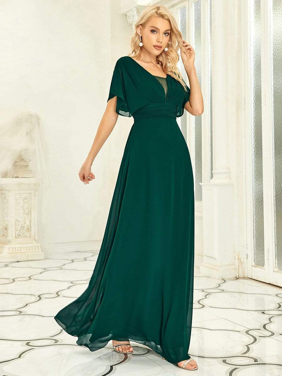 Women's A-Line Empire Waist Maxi Chiffon Evening Dress Toadds Women's A-Line Empire Waist Maxi Chiffon Evening Dress Toadds