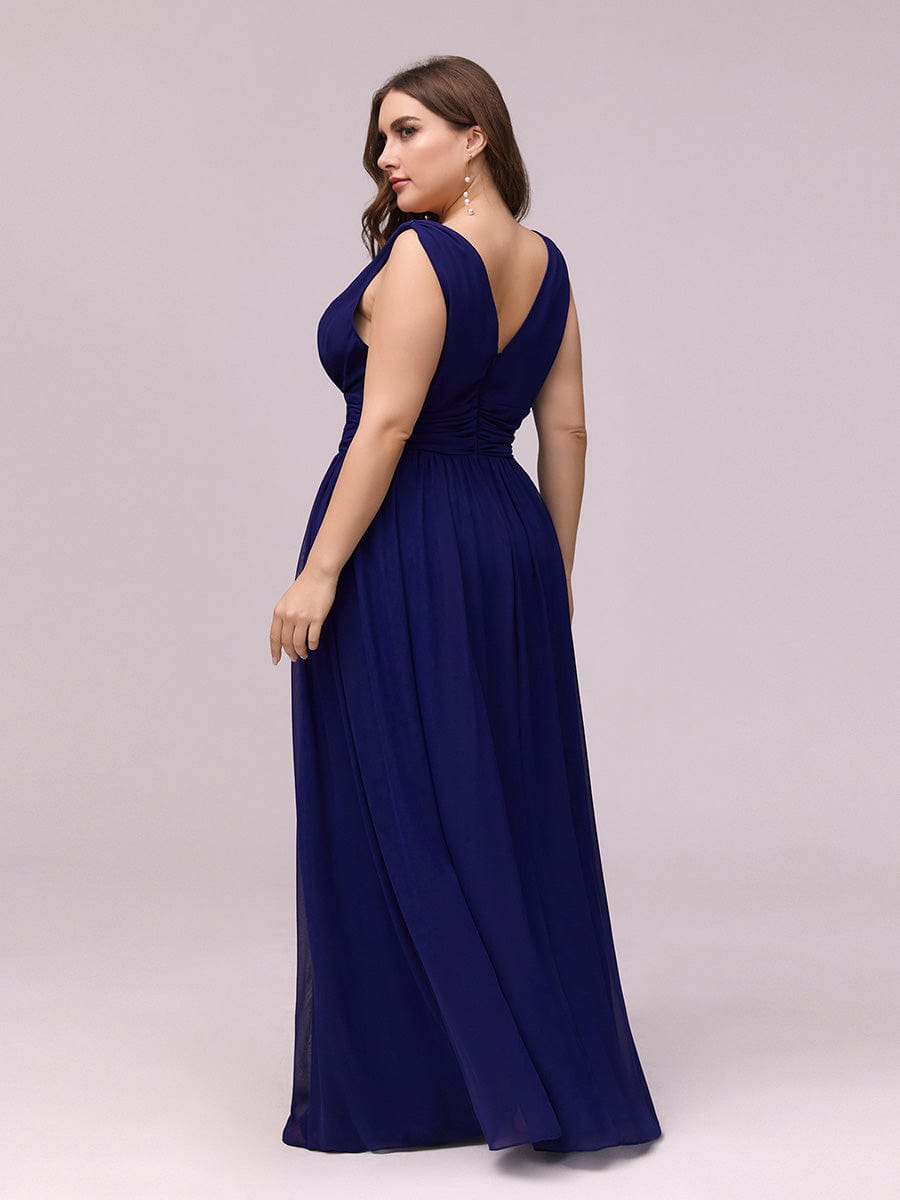 Plus Size Sleeveless V-Neck Chiffon Semi Formal Maxi Dress