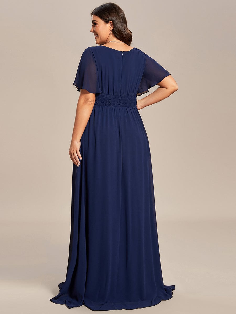 Plus Size Simple Chiffon Pleated A-Line Round Neckline Bridesmaid Dress