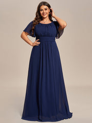 Plus Size Simple Chiffon Pleated A-Line Round Neckline Bridesmaid Dress