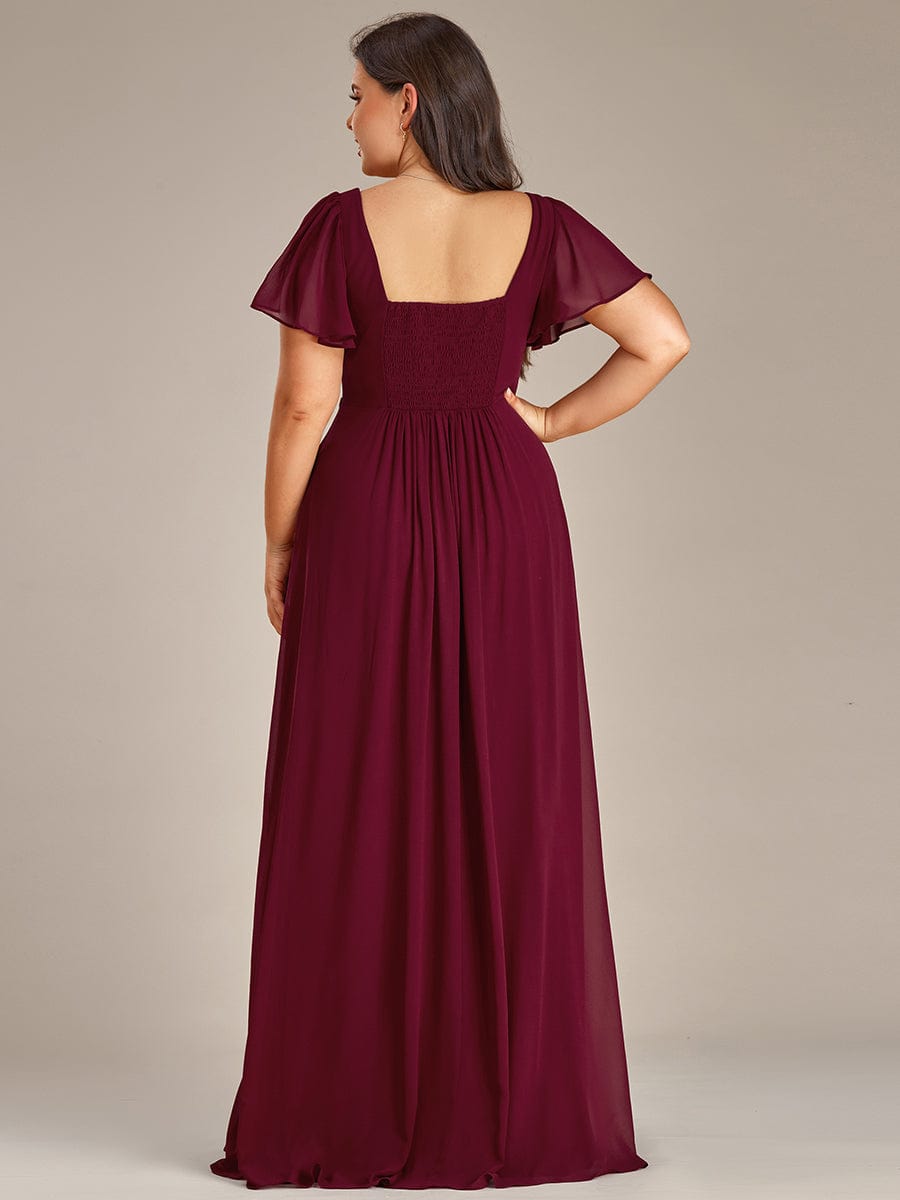 Plus Size Sweetheart A-Line High Slit Maxi Chiffon Bridesmaid Dress