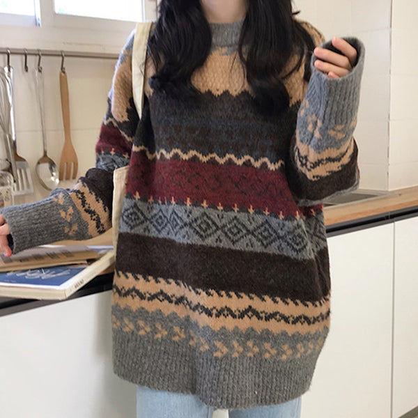 Vintage Jacquard Knit Sweater