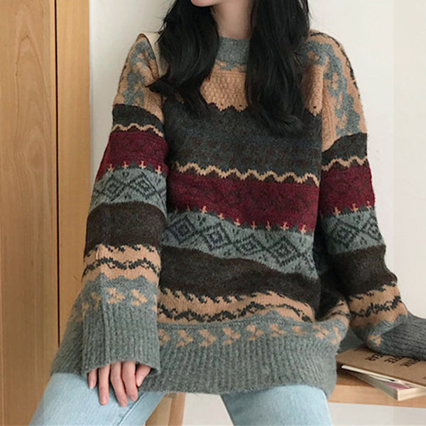 Vintage Jacquard Knit Sweater