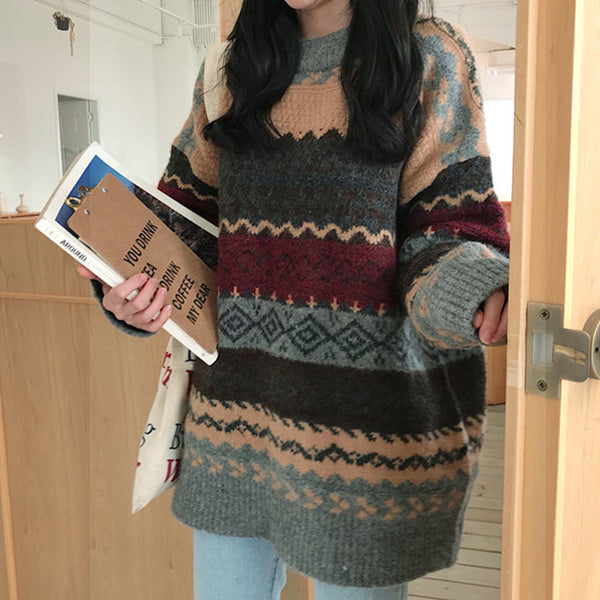 Vintage Jacquard Knit Sweater