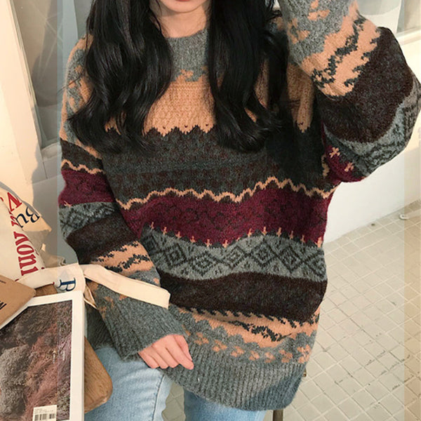 Vintage Jacquard Knit Sweater