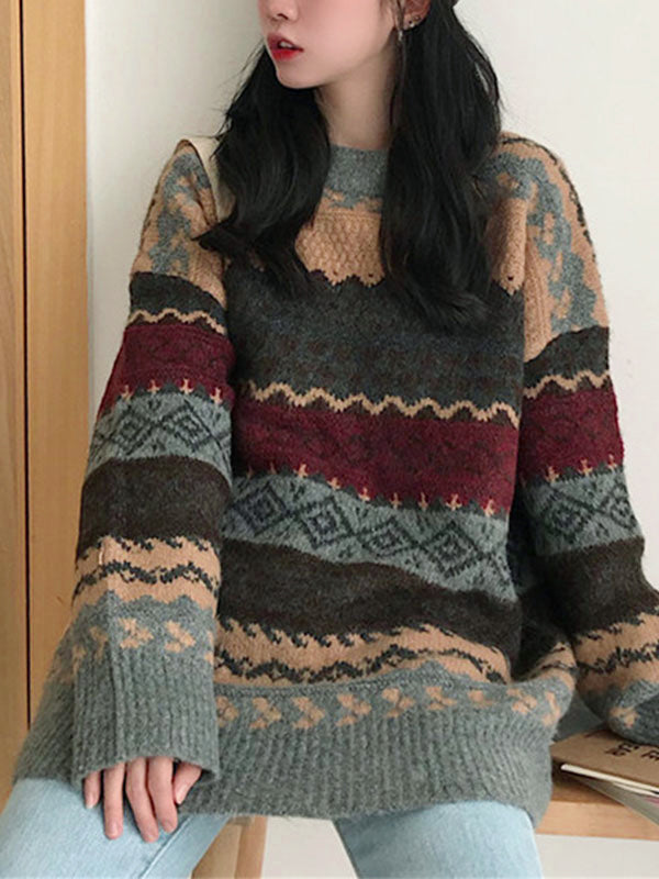 Vintage Jacquard Knit Sweater