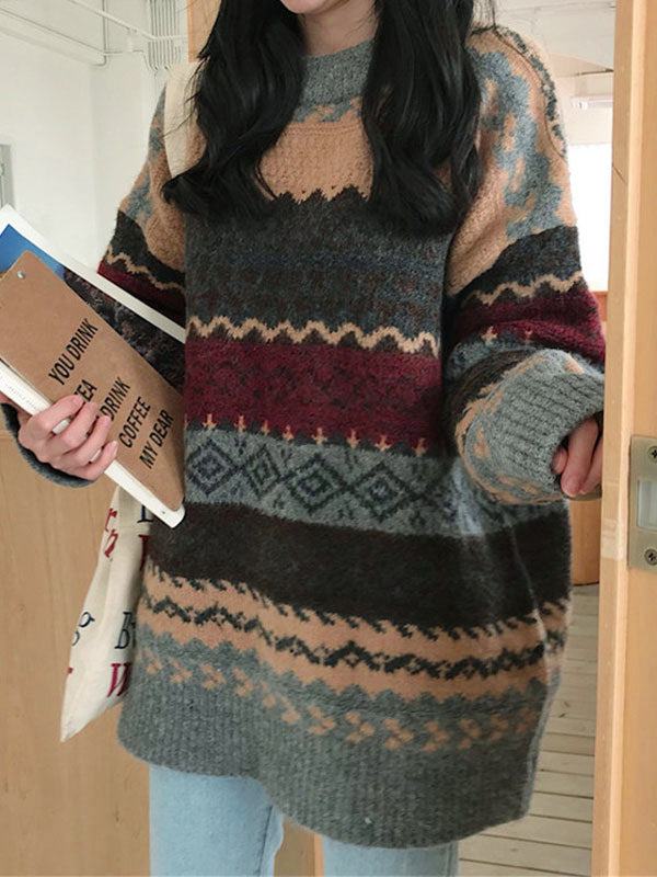 Vintage Jacquard Knit Sweater