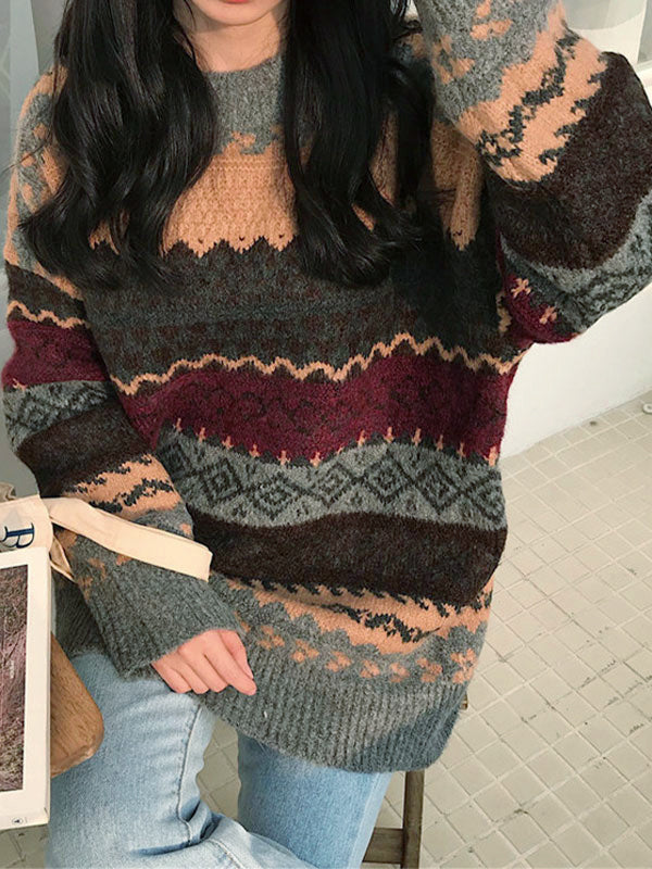 Vintage Jacquard Knit Sweater