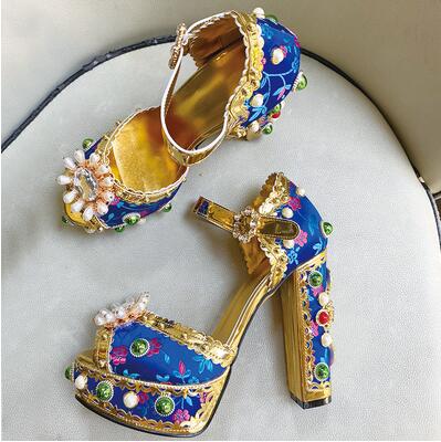 Palais Rhinestone-Embellished Block-Heels