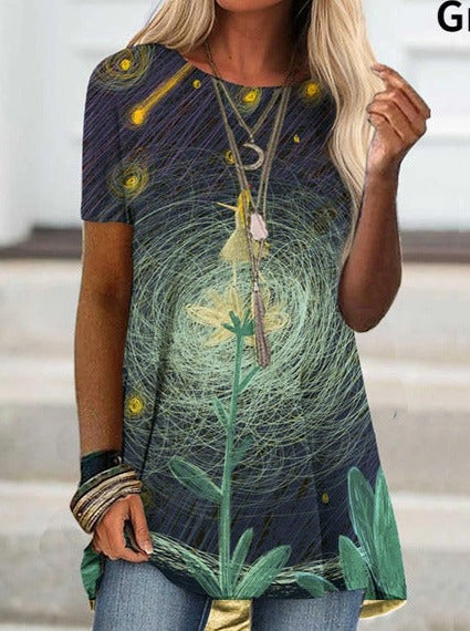Fashion Women's Short Sleeve Digital Printing T-shirts