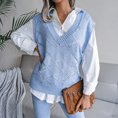 Fashion v neck plain knit sleeveless sweater vests