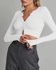 Button Down Long Sleeve Crop Top - Sexy Summer Tops