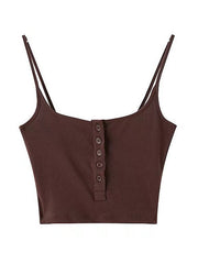 Button Front Crop Cami Top