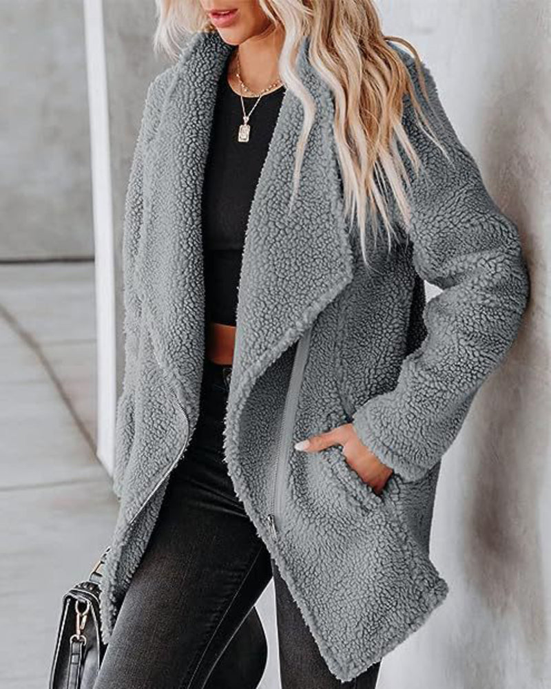 Casual Fleece Fuzzy Coats Faux Shearling Shaggy Jacket