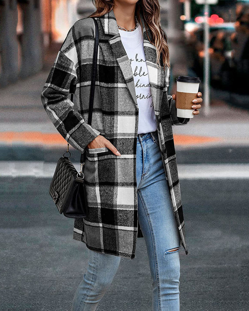 Casual Plaid Long Sleeve Flannel Coat Button Down Fall Jacket Shacket