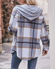 Casual Mid-length Plaid Shirt Hooded Jacket