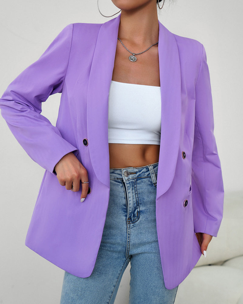 Casual Blazers Double Breasted Long Sleeve Work Office Blazer Jacket