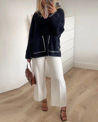 Casual Edge Contrast Sweater Pullover