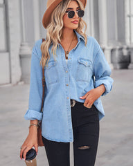 Casual Flap Long Sleeve Single Breasted Pocket Denim Jacket