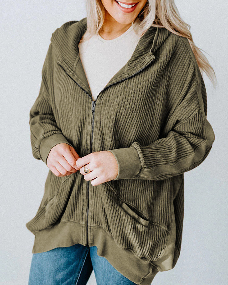 Cardigan Zipper Sweater Loungewear Outerwear Hoodie Long Jacket