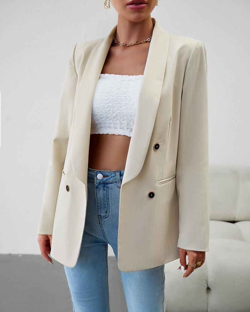 Casual Blazers Double Breasted Long Sleeve Work Office Blazer Jacket