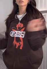 Vintage Printed Zip Up Hoodie