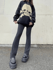 Vintage Skull Jacquard Pullover Sweater