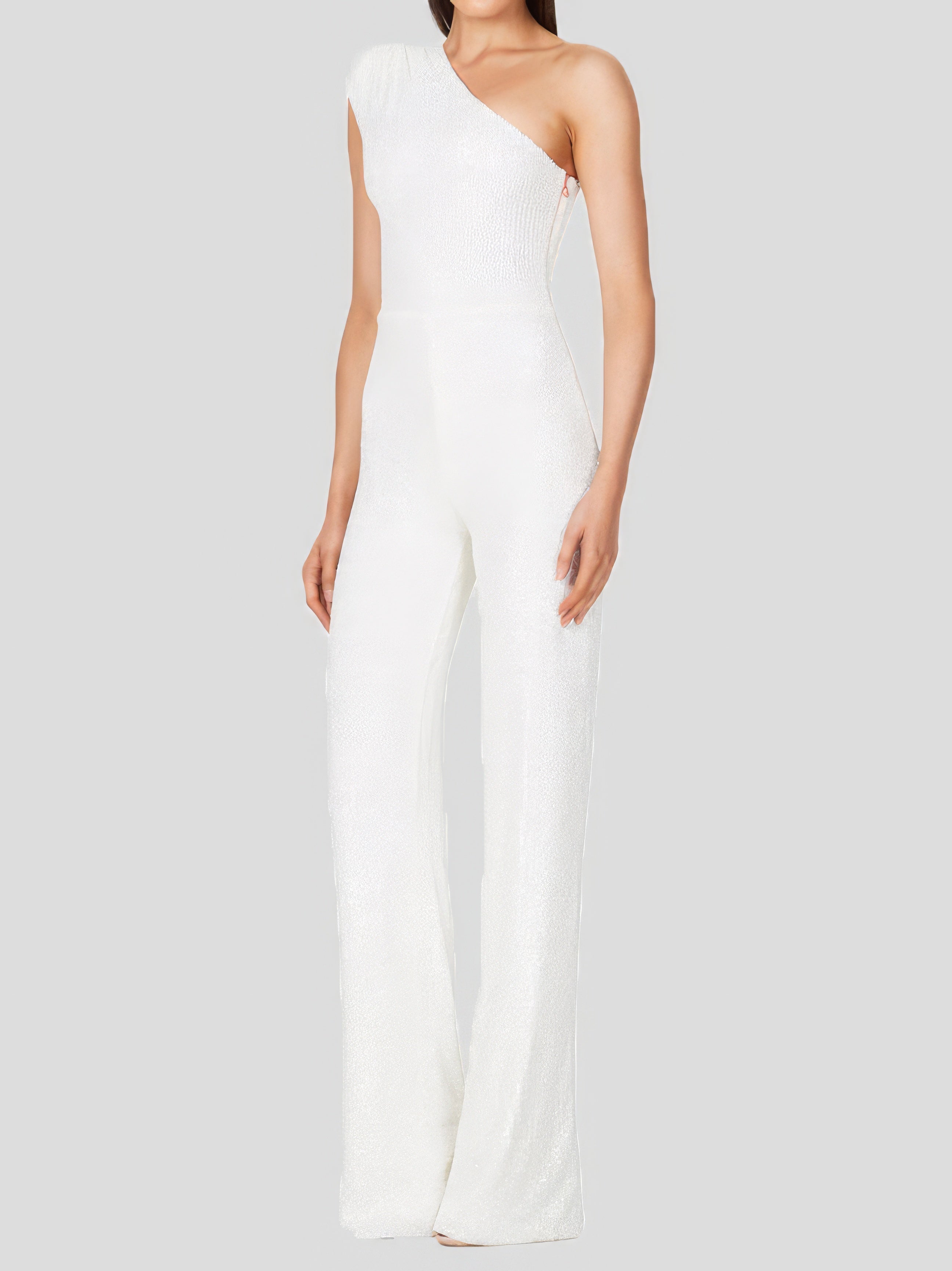 One-Shoulder Sequined Slim-Fit Jumpsuit