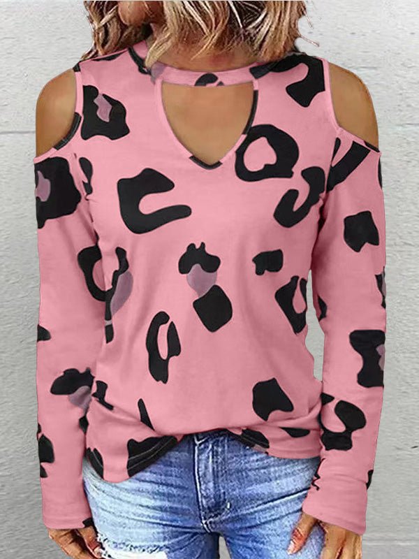 Casual Printed Off Shoulder Long Sleeve T-Shirt