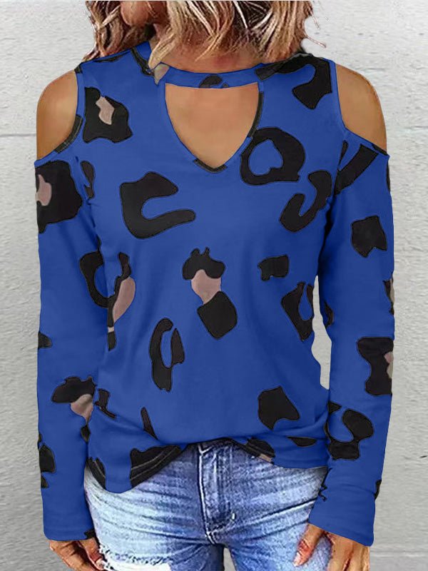 Casual Printed Off Shoulder Long Sleeve T-Shirt